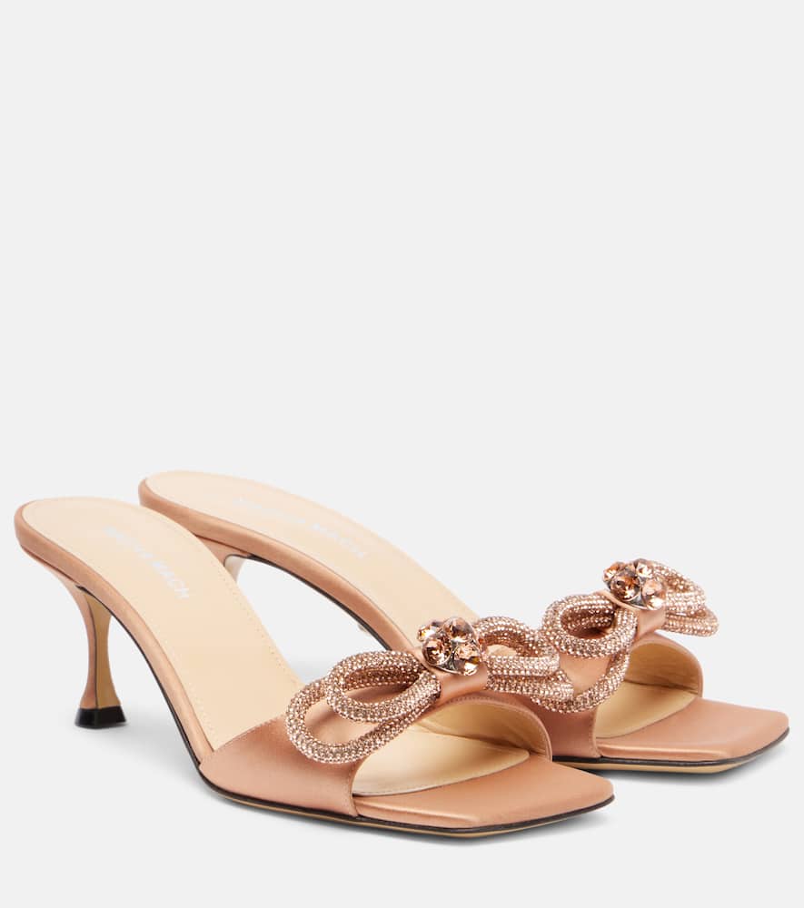 Double Bow embellished satin 65 mules