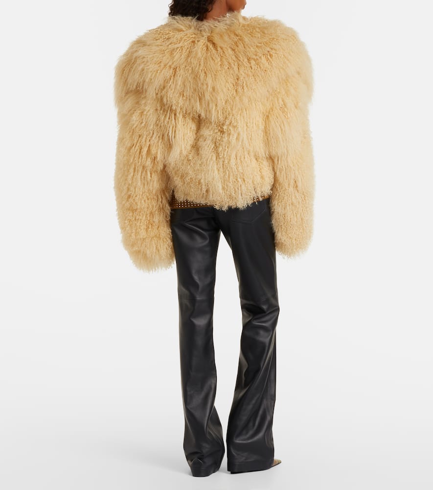 Attico Shearling Jacket In Neutral