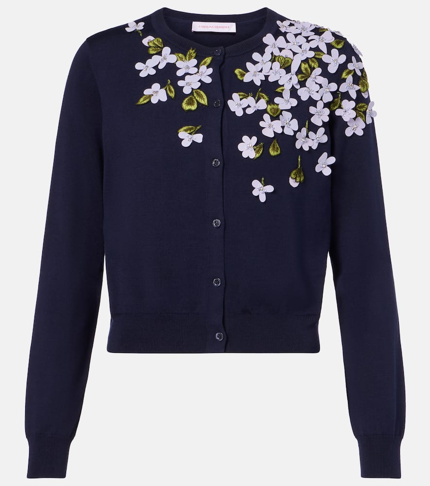 Embroidered silk and cotton cardigan