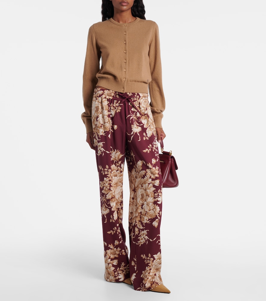 Dolce & Gabbana Floral silk-blend wide-leg pants