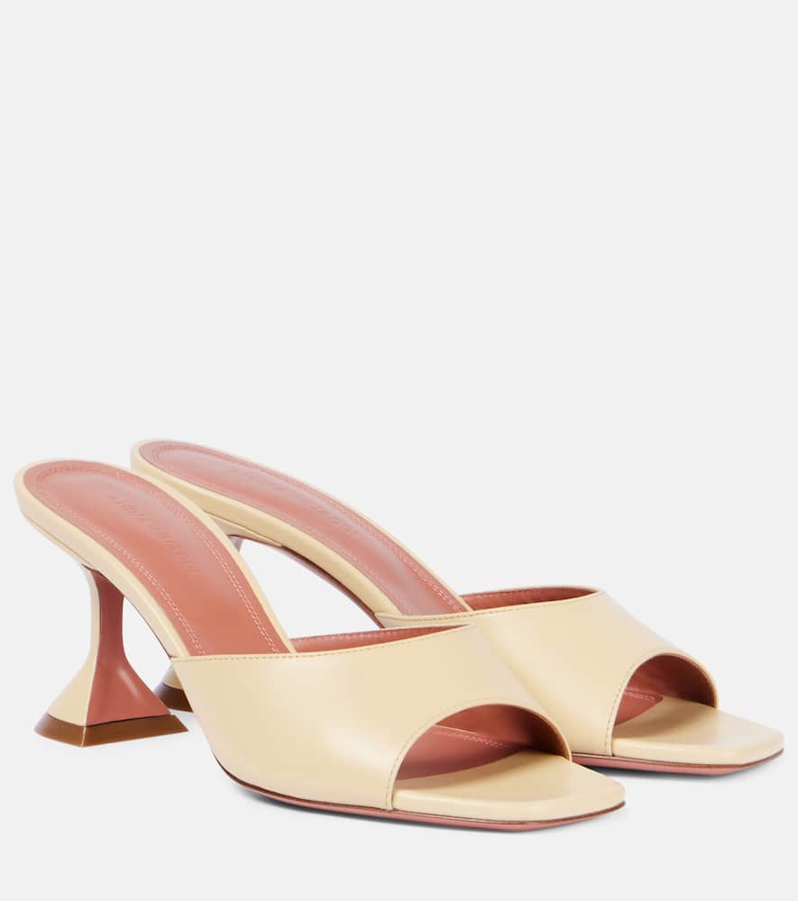 Amina Muaddi Lupita 70 Leather Mules In Beige