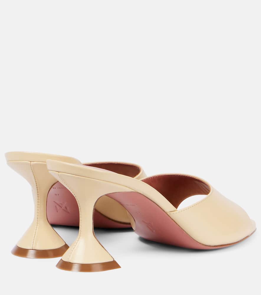 Amina Muaddi Lupita 70 Leather Mules In Beige