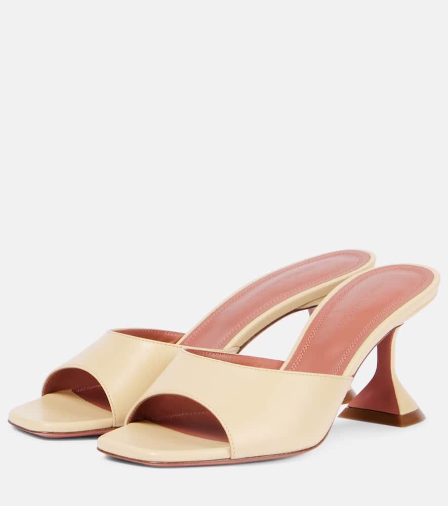 Amina Muaddi Lupita 70 Leather Mules In Beige