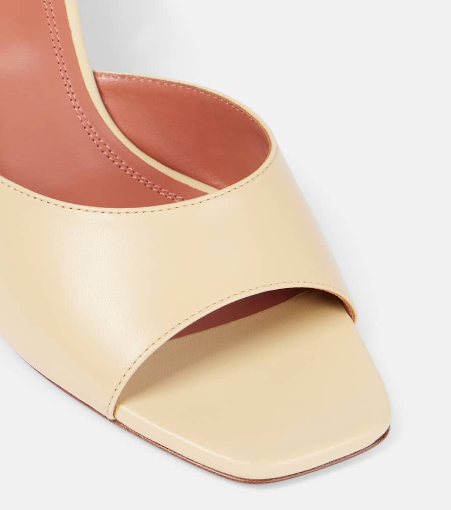 Amina Muaddi Lupita 70 Leather Mules In Beige