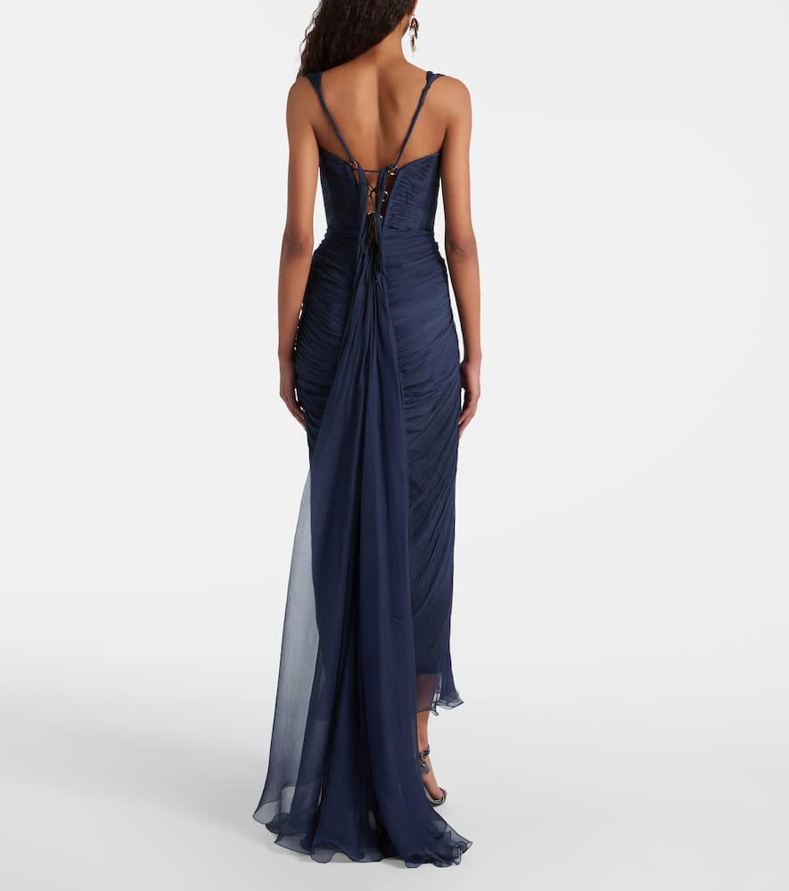 Maria Lucia Hohan Corinna Draped Silk Gown In Blue