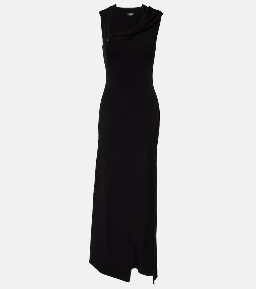 Mugler Asymmetric Jersey Gown In Black