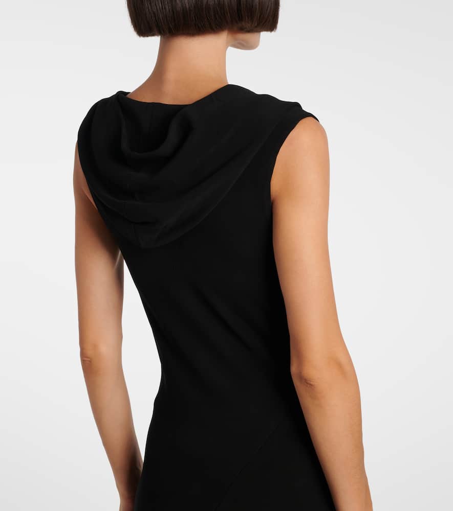 Mugler Asymmetric Jersey Gown In Black