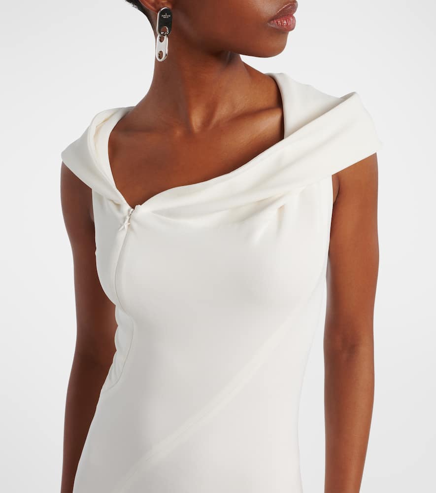 Mugler Hooded Asymmetric Jersey Gown In White