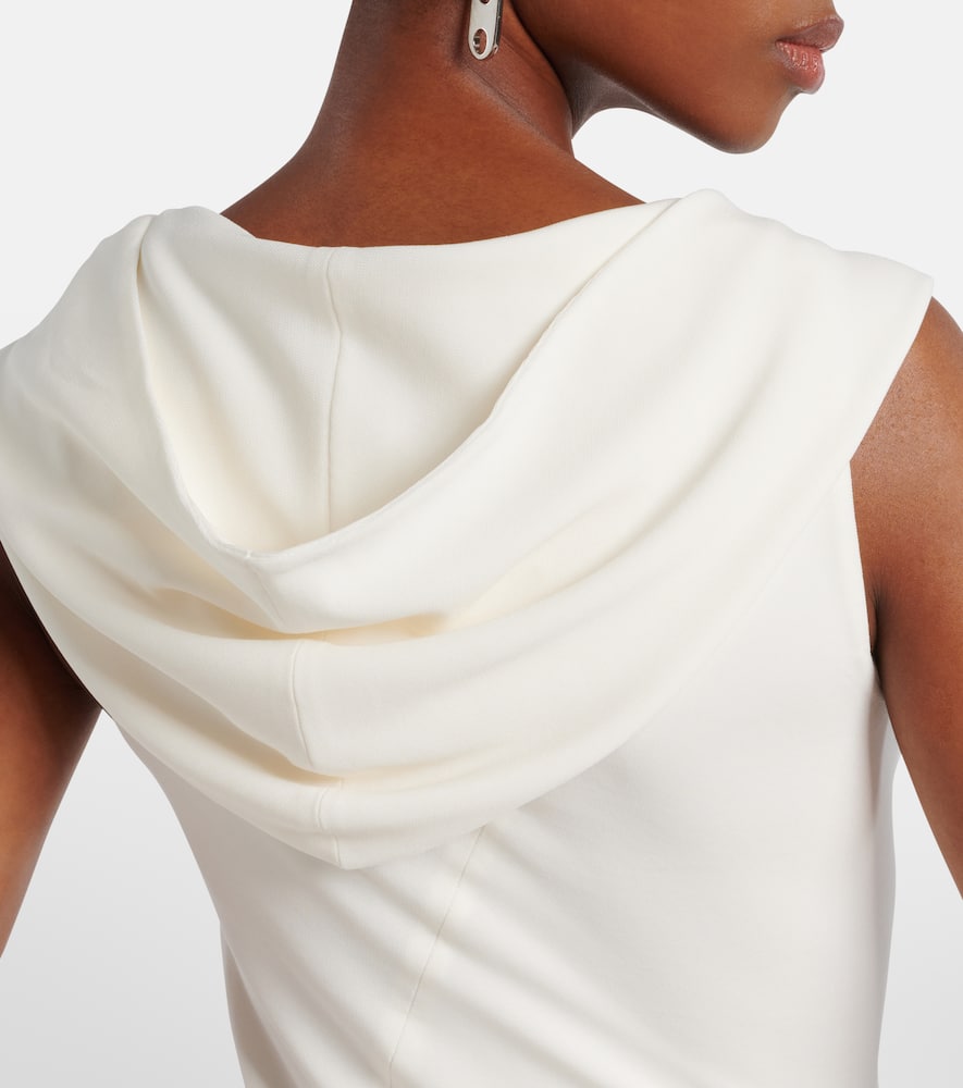 Mugler Hooded Asymmetric Jersey Gown In White