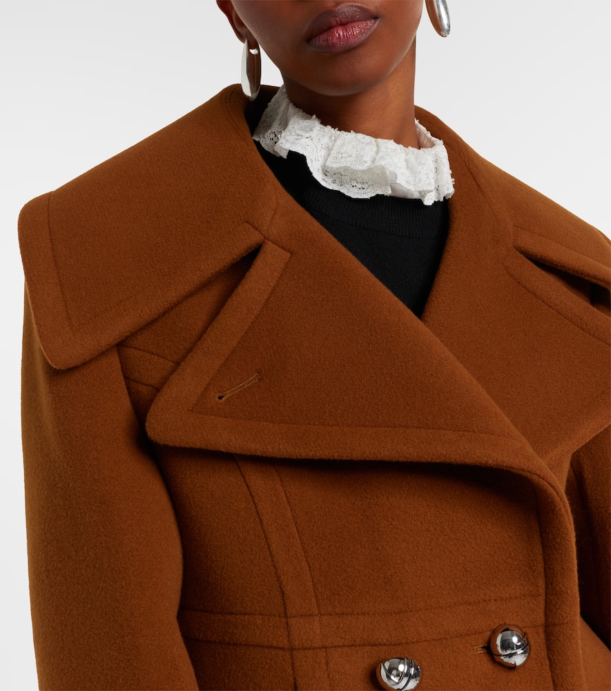 Patou Lapels Cropped Double-breasted Buttoned Coat In Brown