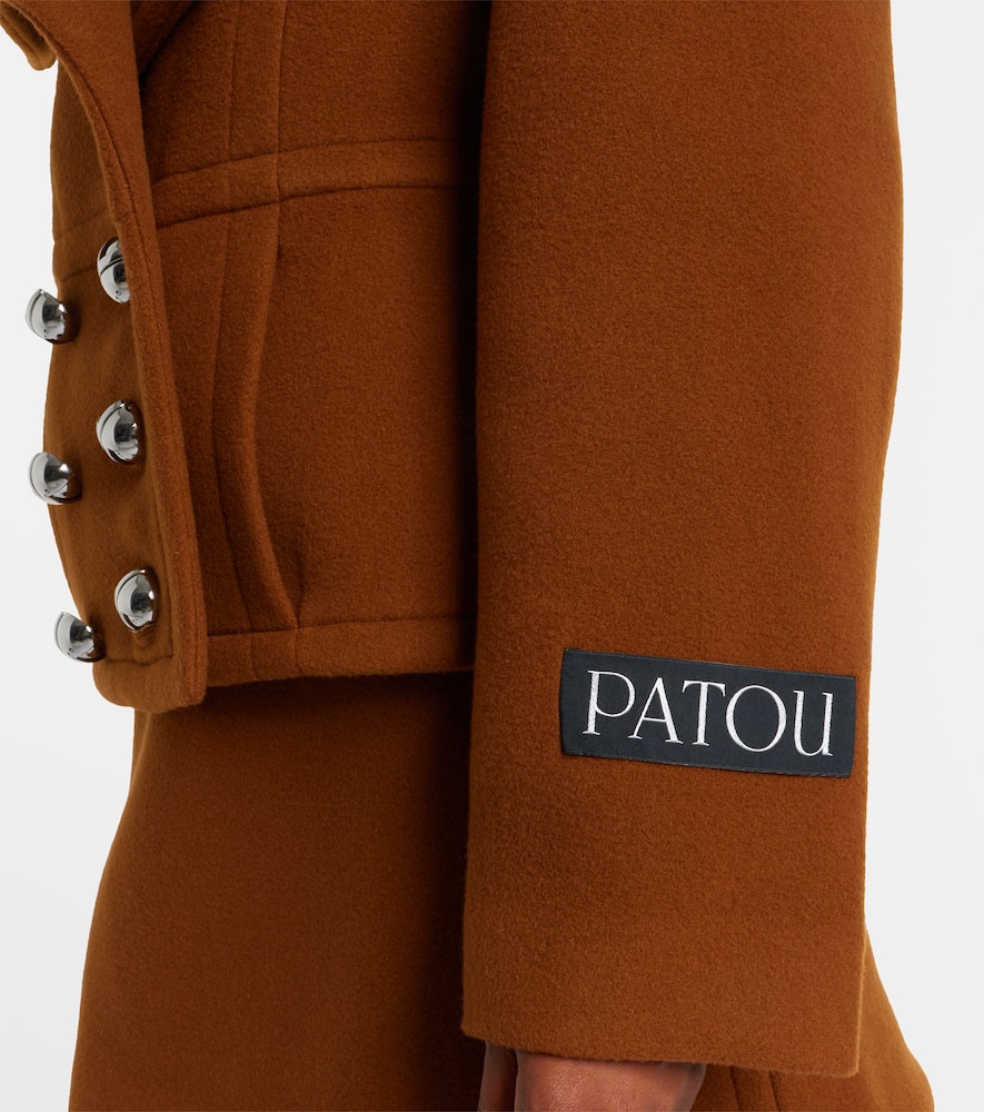Patou Lapels Cropped Double-breasted Buttoned Coat In Brown