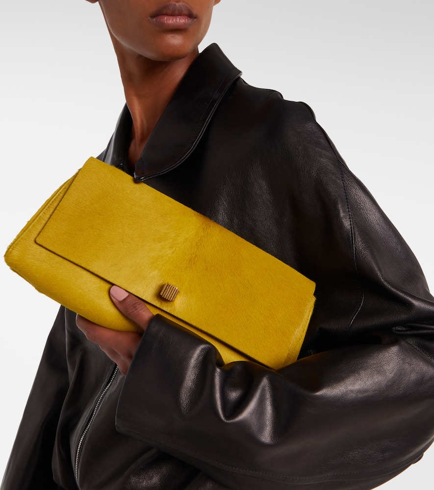 Khaite Audrey Calf Hair Clutch In Yellow