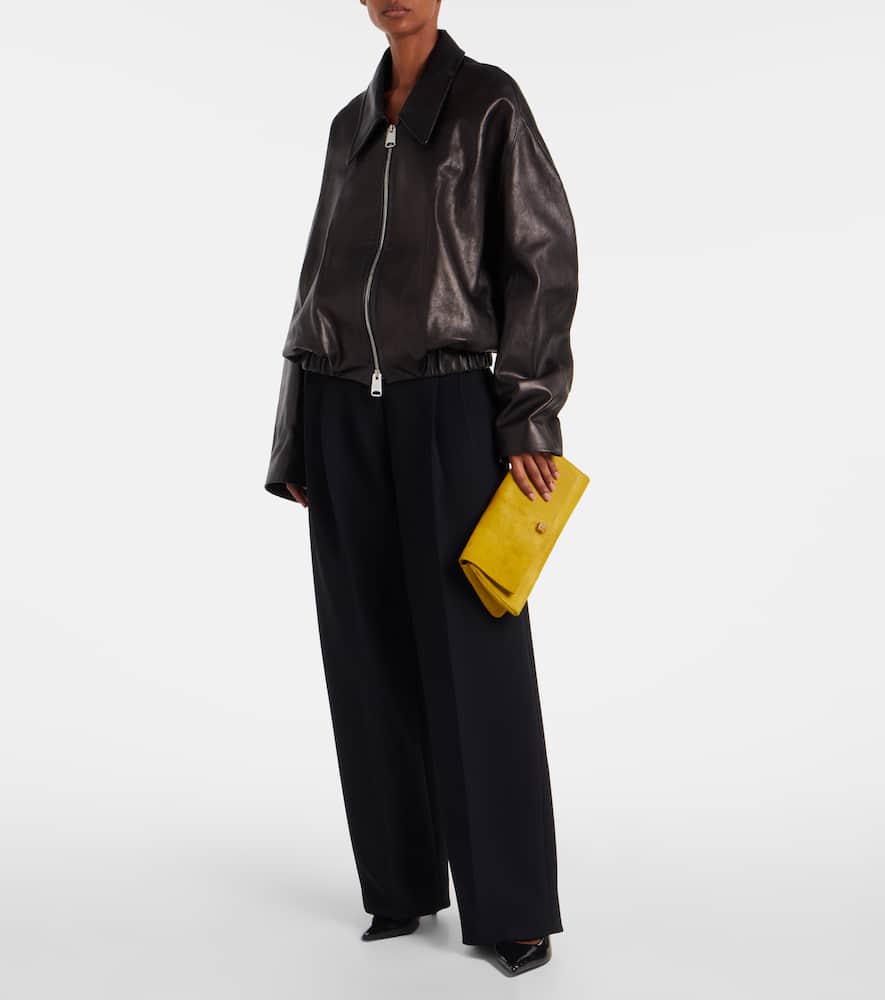 Khaite Audrey Calf Hair Clutch In Yellow