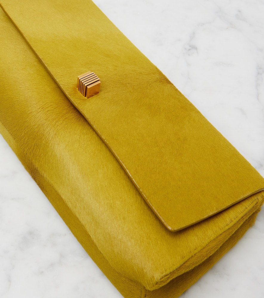 Khaite Audrey Calf Hair Clutch In Yellow