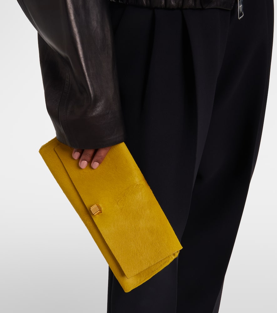 Khaite Audrey Calf Hair Clutch In Yellow