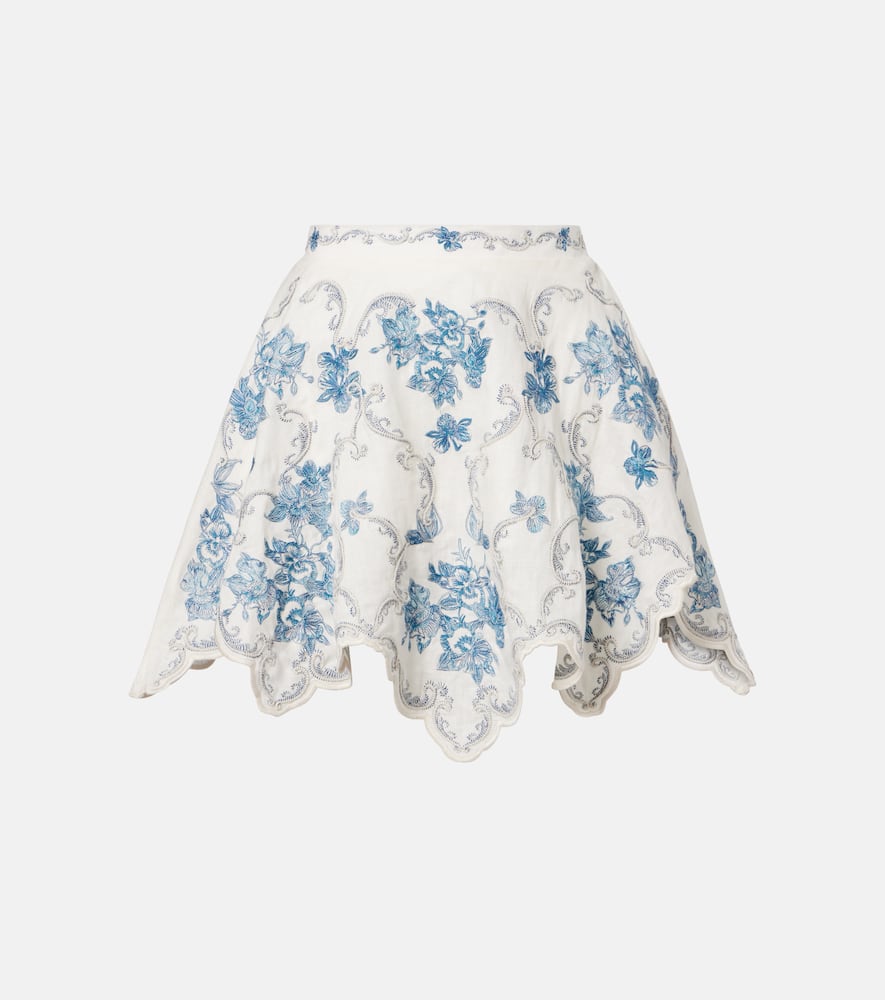 Retrato embroidered linen miniskirt