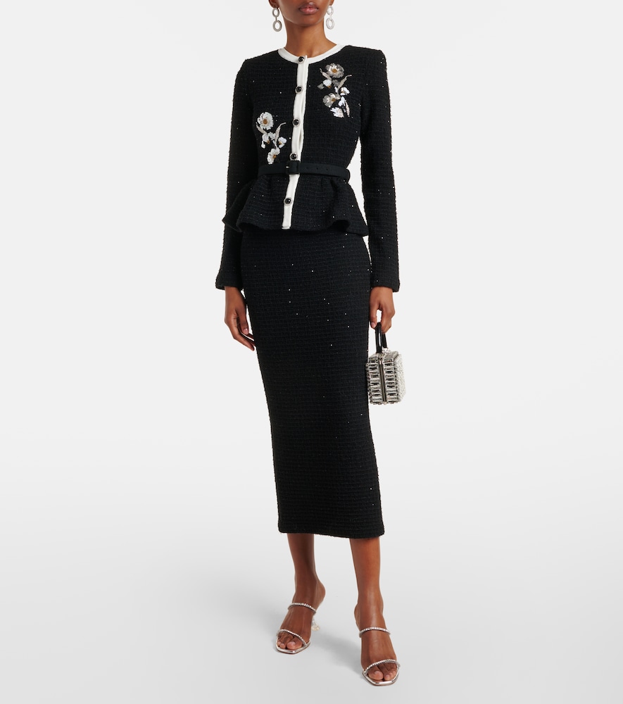 Self-Portrait Sequined floral tweed midi dress