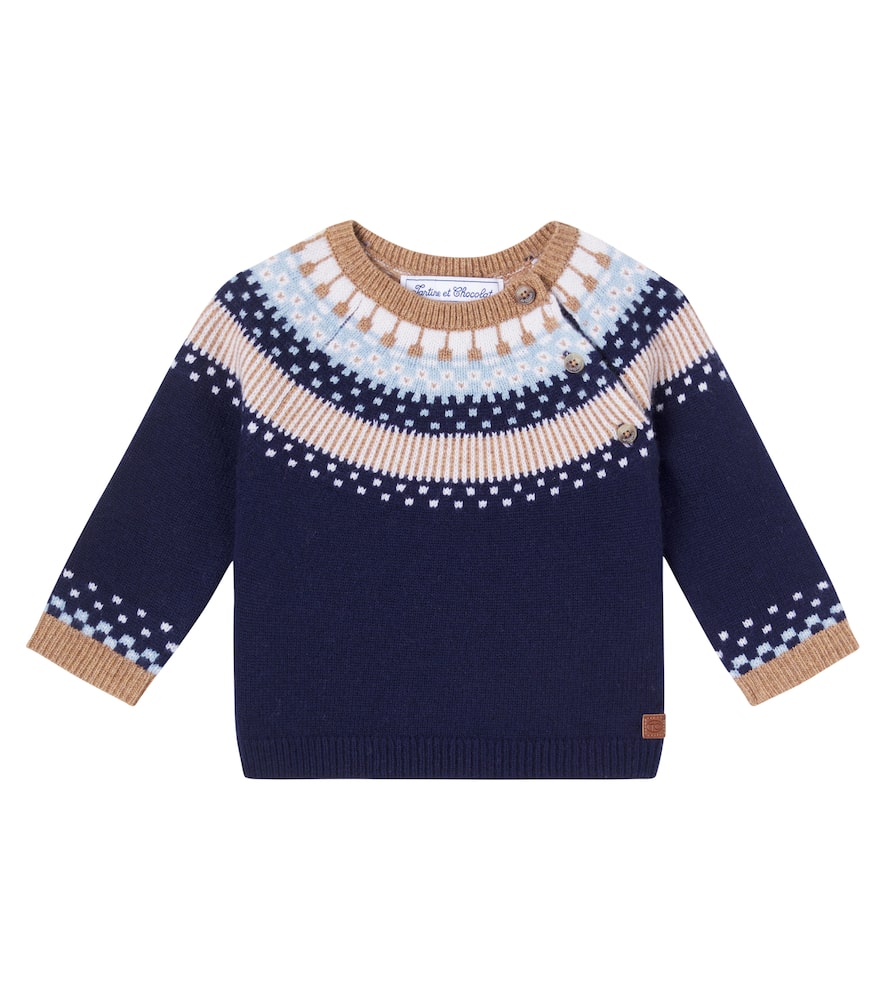 Tartine Et Chocolat Baby Wool Jacquard Sweater In Blue