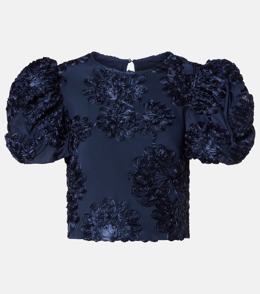 Floral-appliqué top