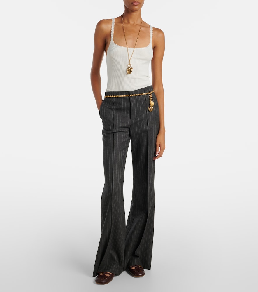  Chloe Chloe Pinstriped Virgin Wool Wide-leg Pants 