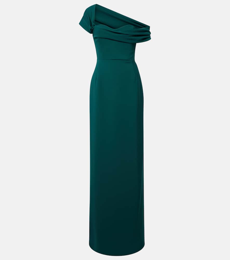Carolina Herrera Floral Off-shoulder Crêpe Gown In Green