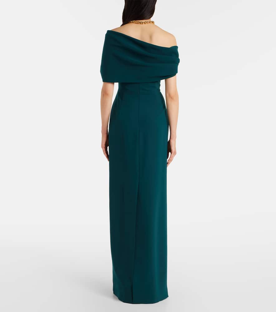 Carolina Herrera Floral Off-shoulder Crêpe Gown In Green