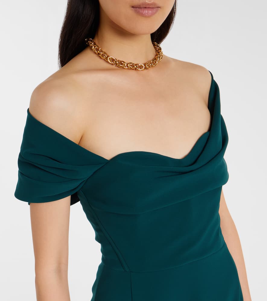 Carolina Herrera Floral Off-shoulder Crêpe Gown In Green