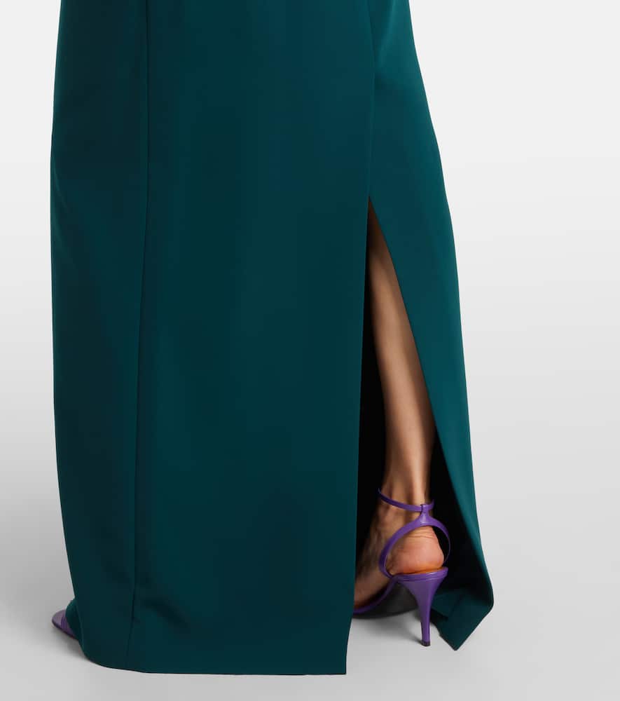 Carolina Herrera Floral Off-shoulder Crêpe Gown In Green