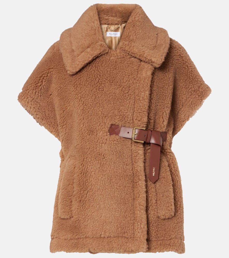 Max Mara Newbab Camel Hair And Silk Cape In Brown