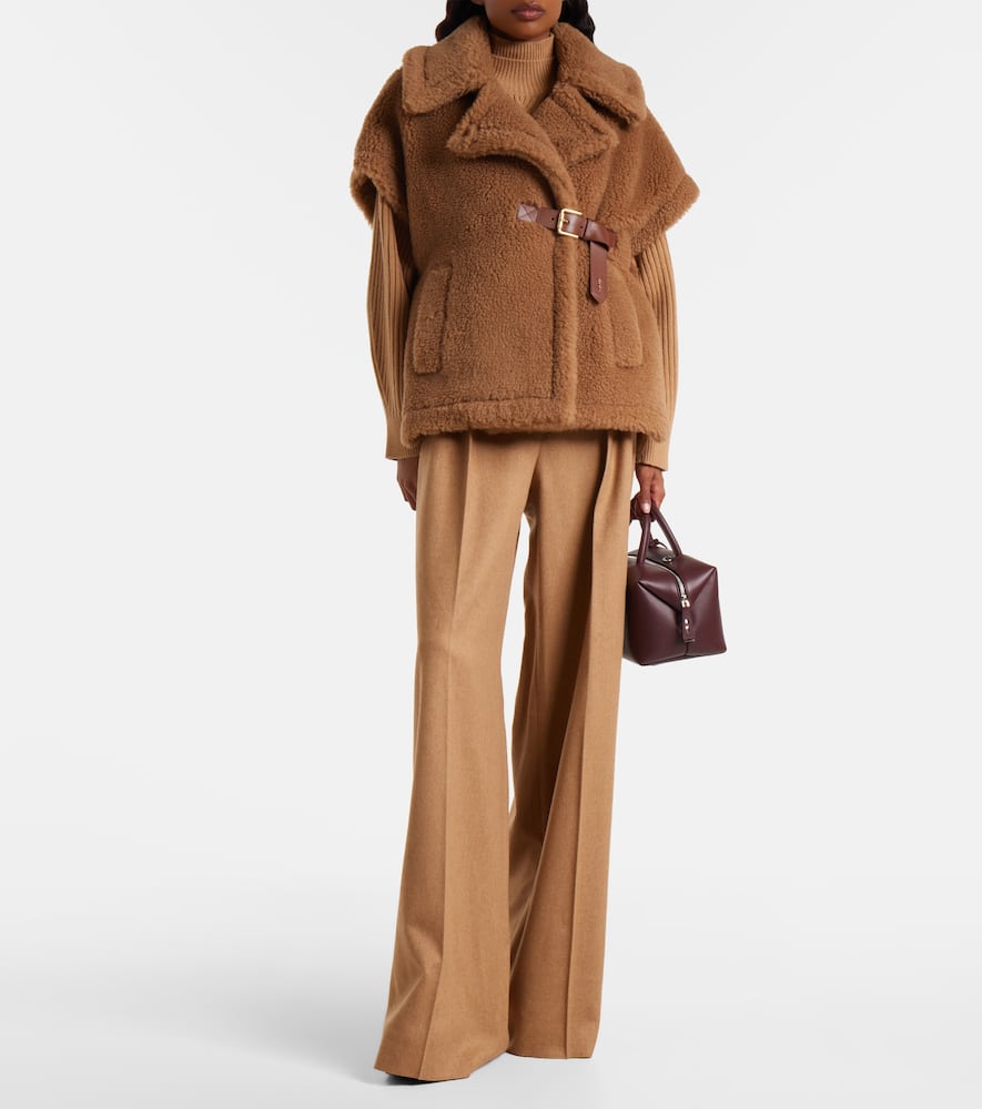 Max Mara Newbab Camel Hair And Silk Cape In Brown