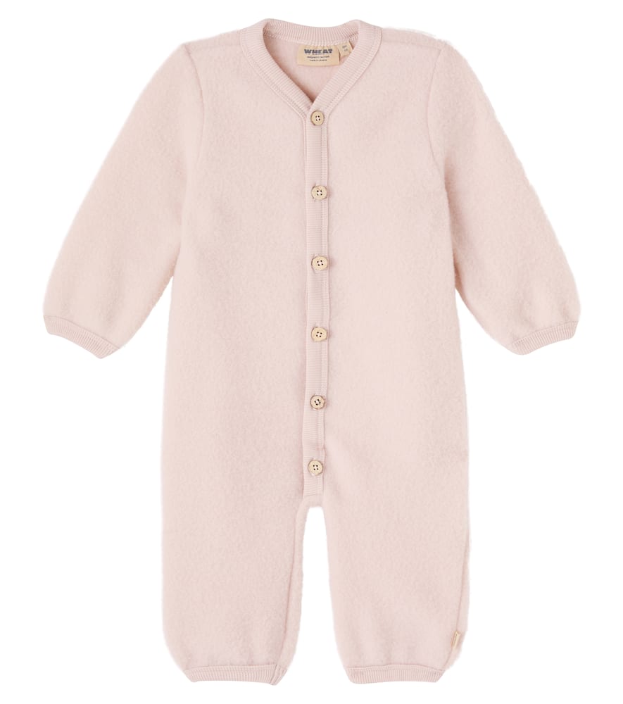 Wheat Baby Levi Wool Fleece Onesie In Pink