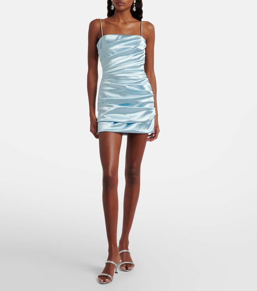 Dolce & Gabbana Draped Satin Minidress In Blue
