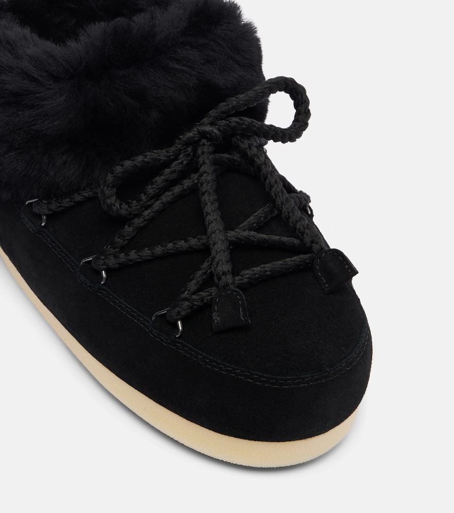 Moon Boot Evx Shearling-trimmed Suede Mules In Black