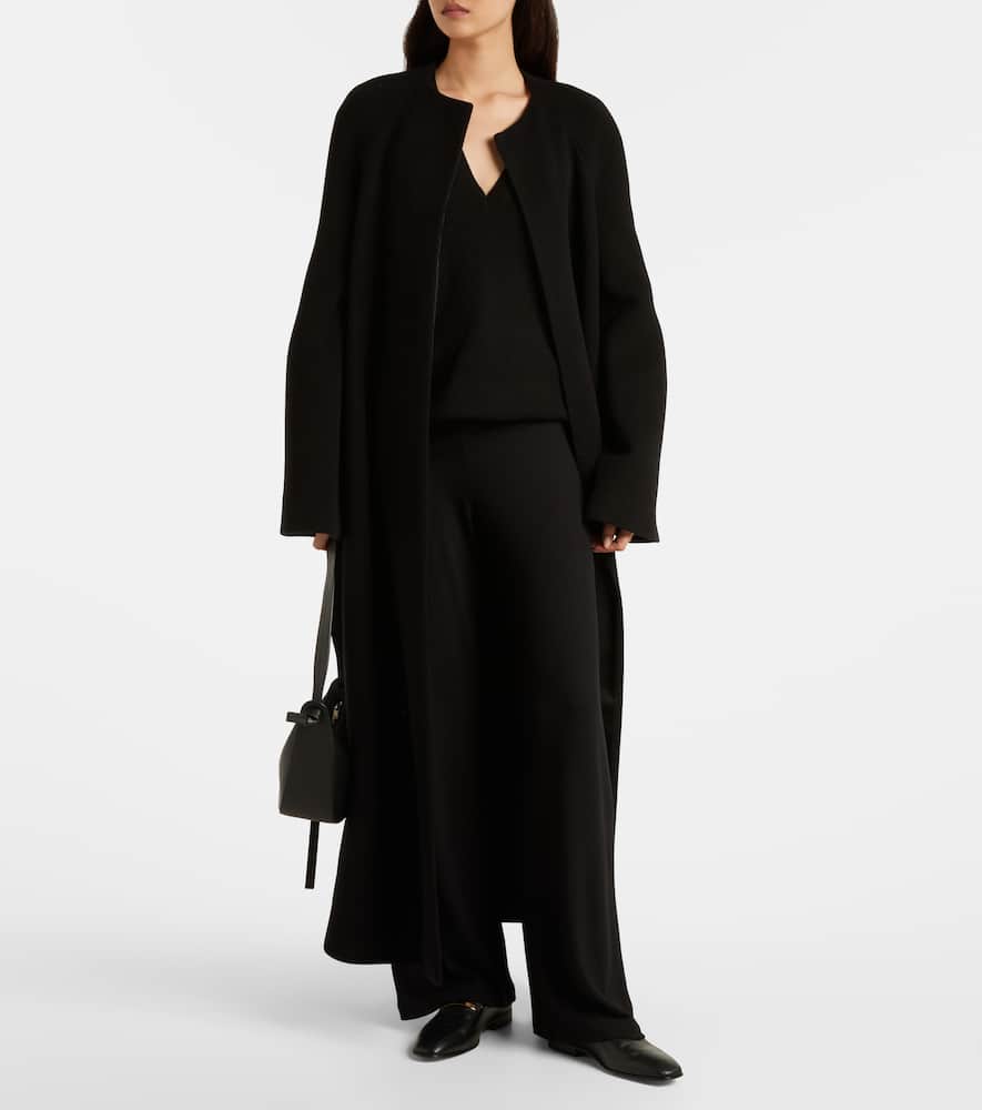 Leset Lauren Mid-rise Jersey Wide-leg Pants In Black
