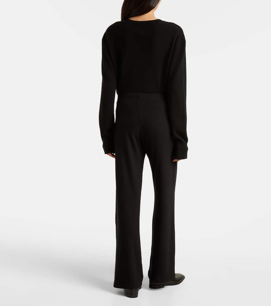 Leset Lauren Mid-rise Jersey Wide-leg Pants In Black