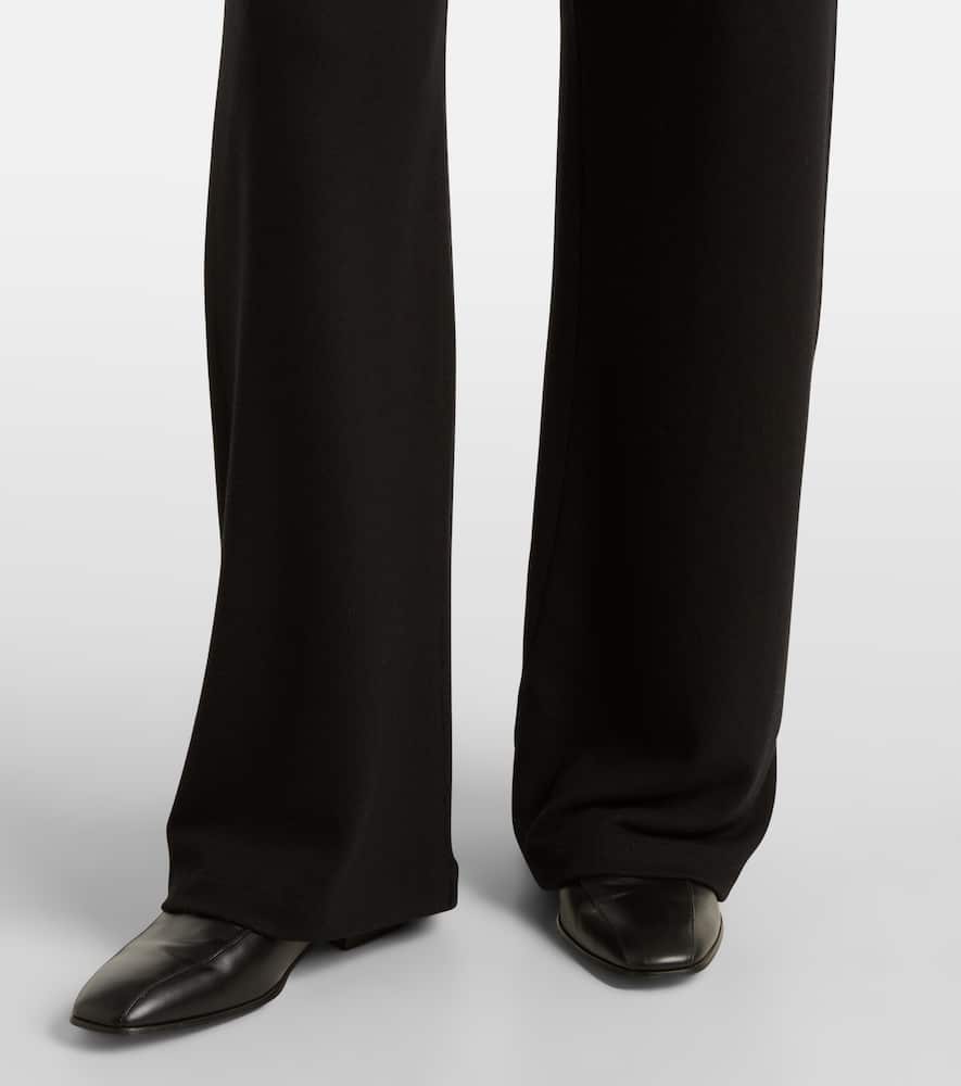 Leset Lauren Mid-rise Jersey Wide-leg Pants In Black