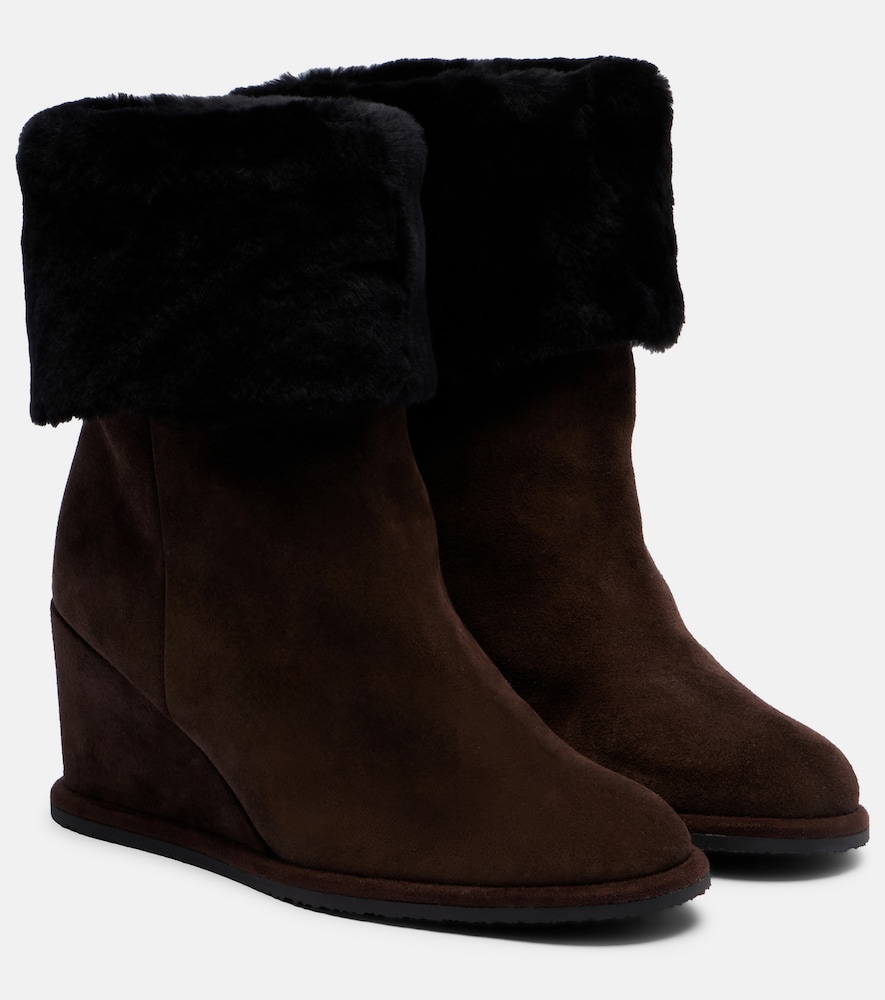 Yves Salomon Stivaletti in suede con shearling e zeppa