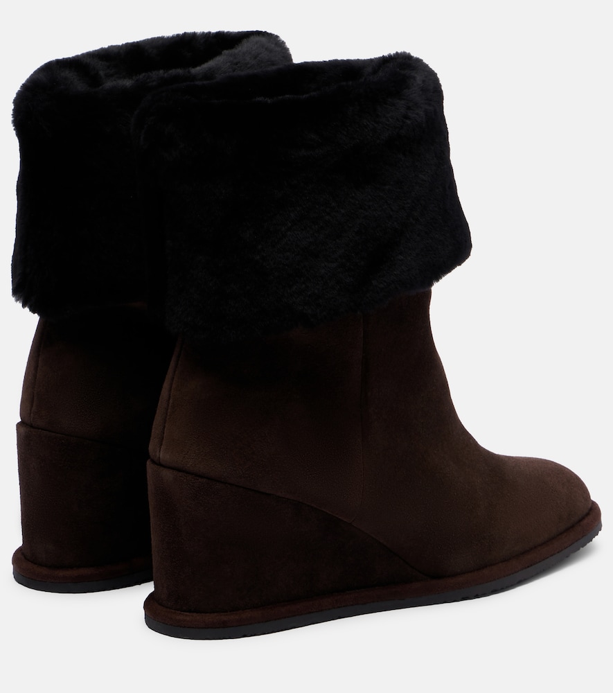  Yves Salomon Yves Salomon Shearling-lined Suede Wedge Ankle Boots 