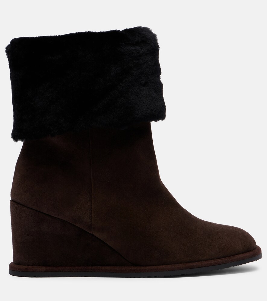  Yves Salomon Yves Salomon Shearling-lined Suede Wedge Ankle Boots 