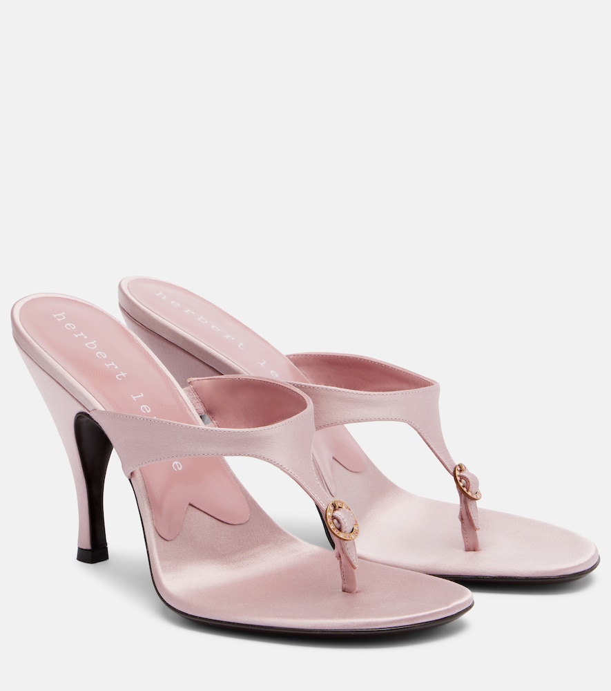 Kiss And Tell Embellished Satin Thong Sandals
