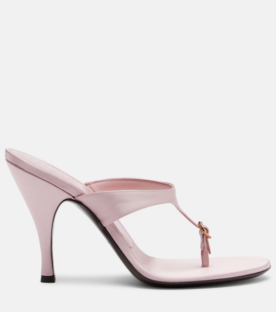 Kiss And Tell Embellished Satin Thong Sandals
