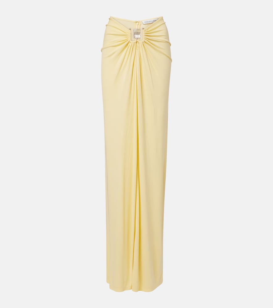 Christopher Esber Bezel Quartz gathered jersey maxi skirt
