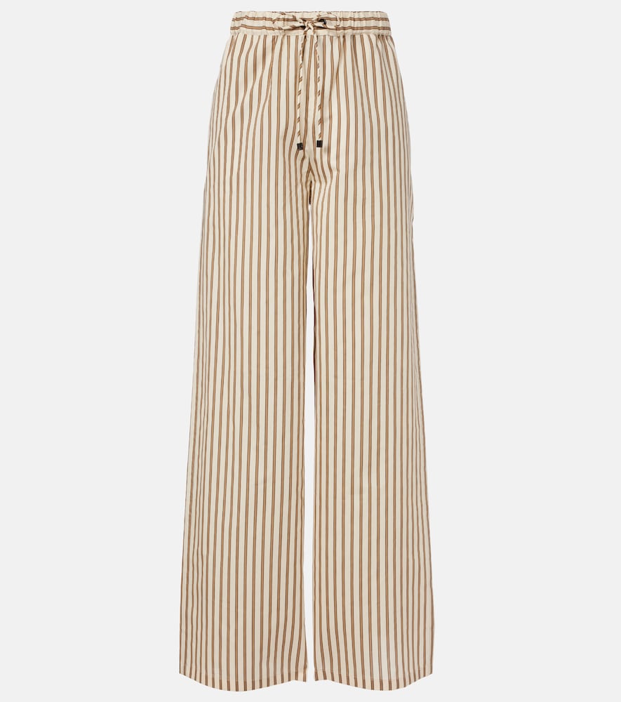 Max Mara Striped cotton and silk wide-leg pants