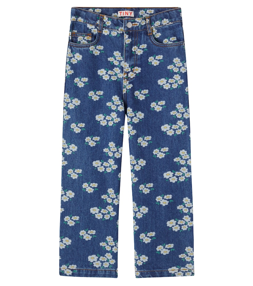 Tinycottons Kids' Blossoms Floral Jeans In Black