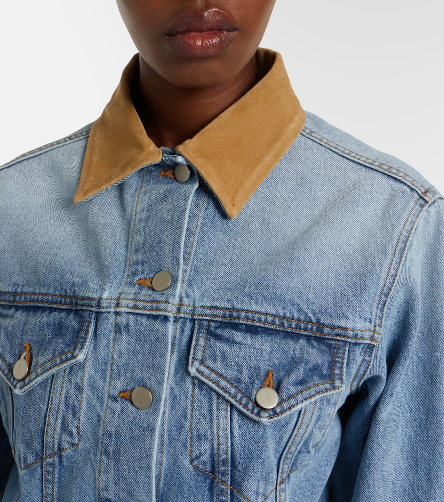 Róhe Suede-Trimmed Denim Jacket