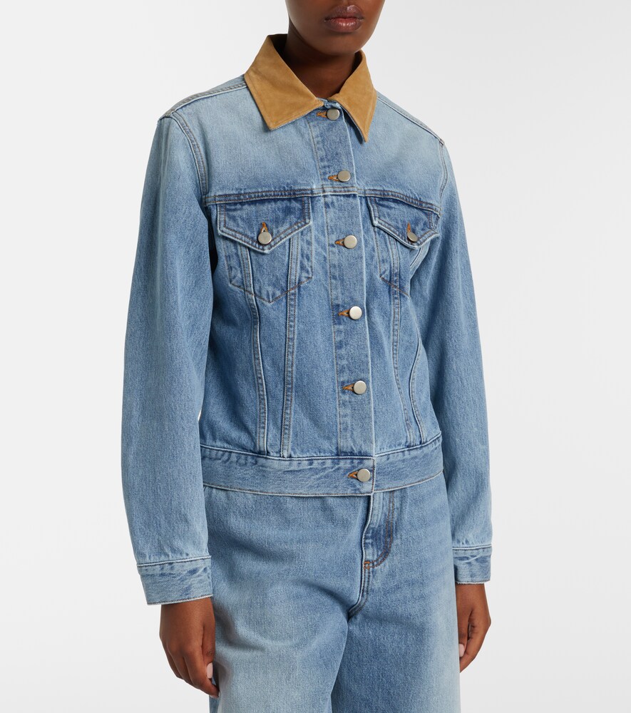 Róhe Suede-Trimmed Denim Jacket