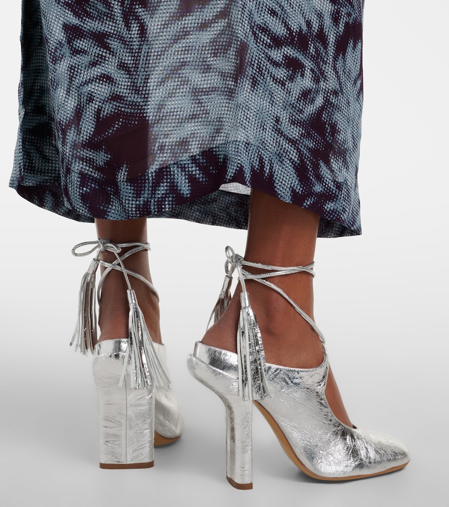 Dries Van Noten Metallic leather mules