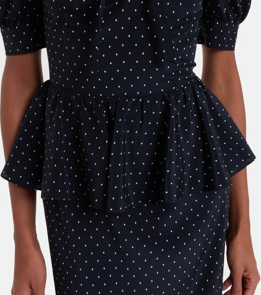  Alessandra Rich Alessandra Rich Polka-dot Peplum Silk Midi Dress 