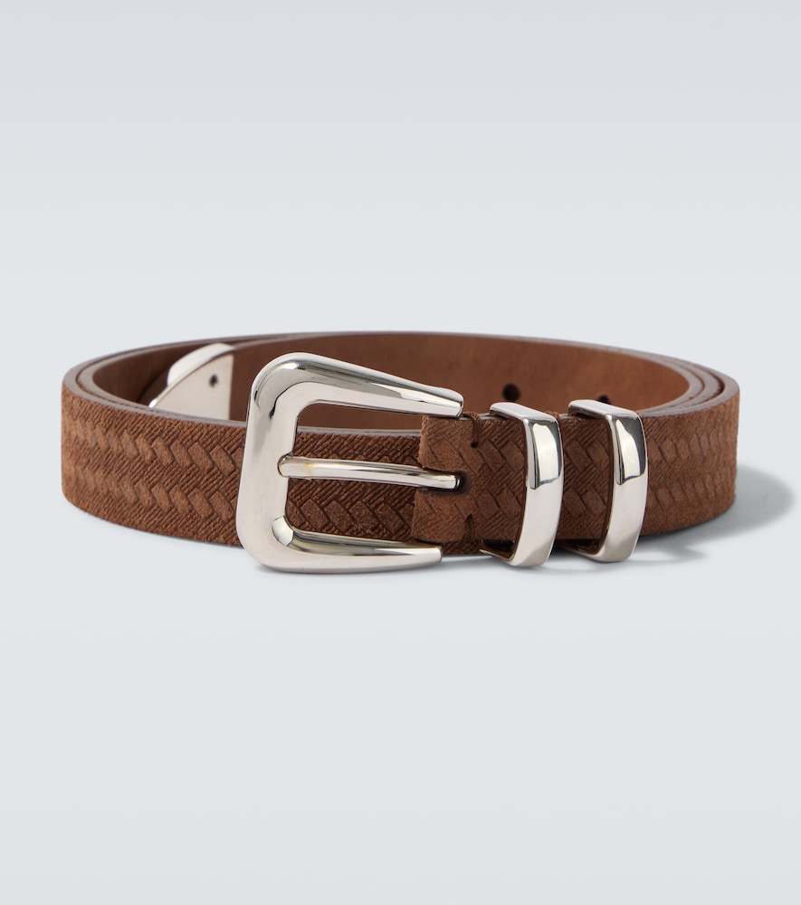 Brunello Cucinelli Debossed Leather Belt In Brown