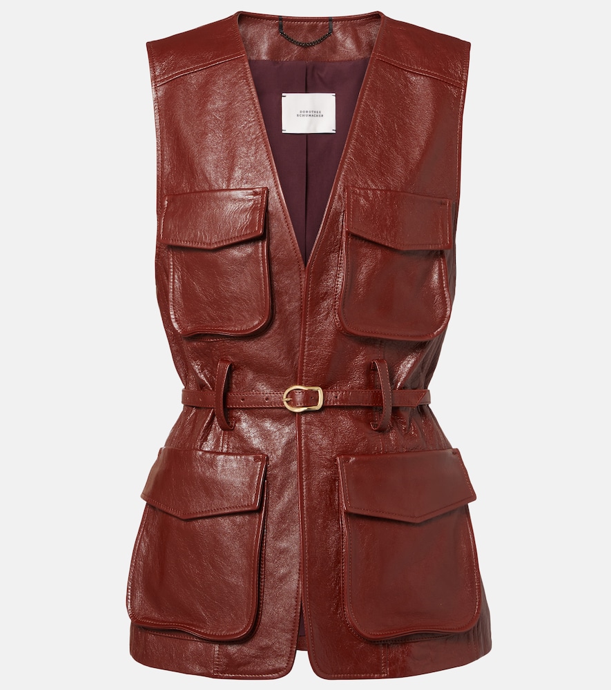 Dorothee Schumacher Women's Burgundy Broken Shine Leather Vest UK Size 12 - Mytheresa